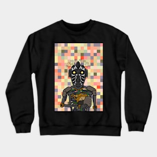 Futuristic Digital Collectible - Character with RobotMask, AfricanEye Color, and GlassSkin on TeePublic Crewneck Sweatshirt